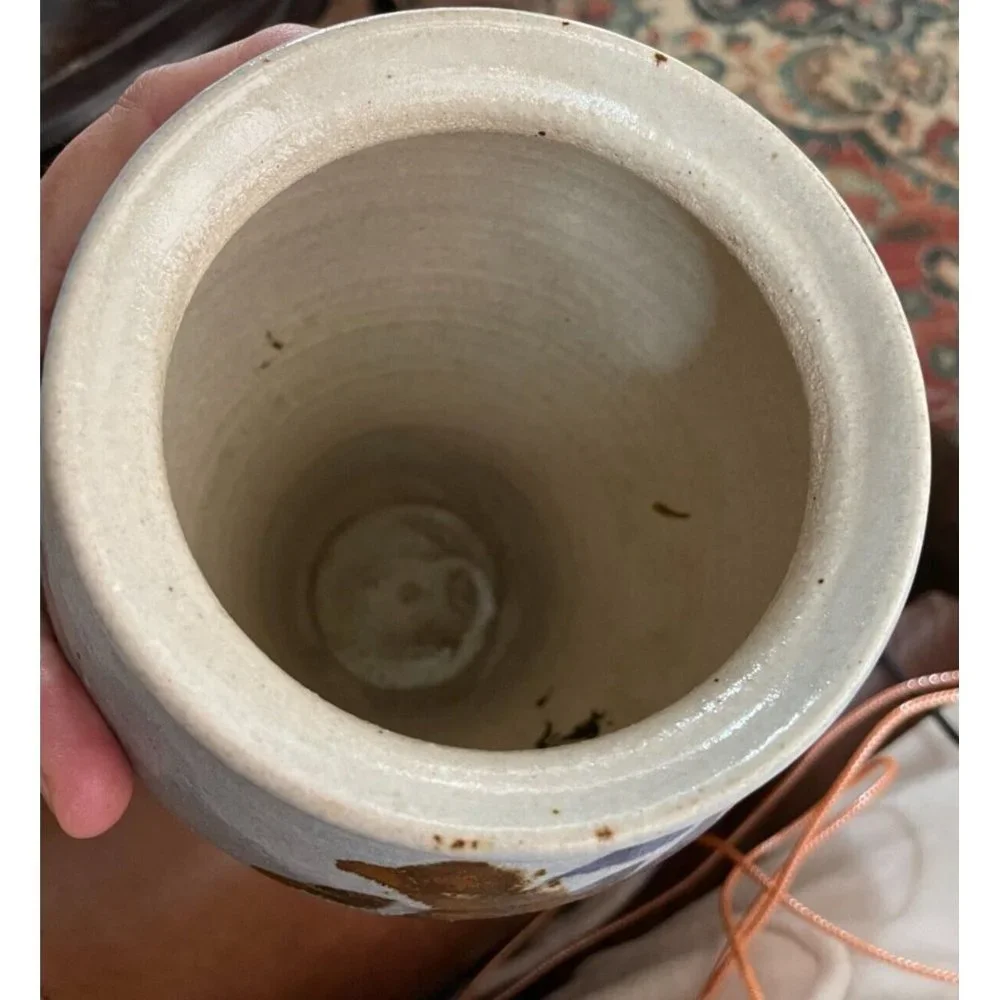 Studio Art Pottery Ceramic Flower VASE Bamboo Motif - Picture 3 of 5